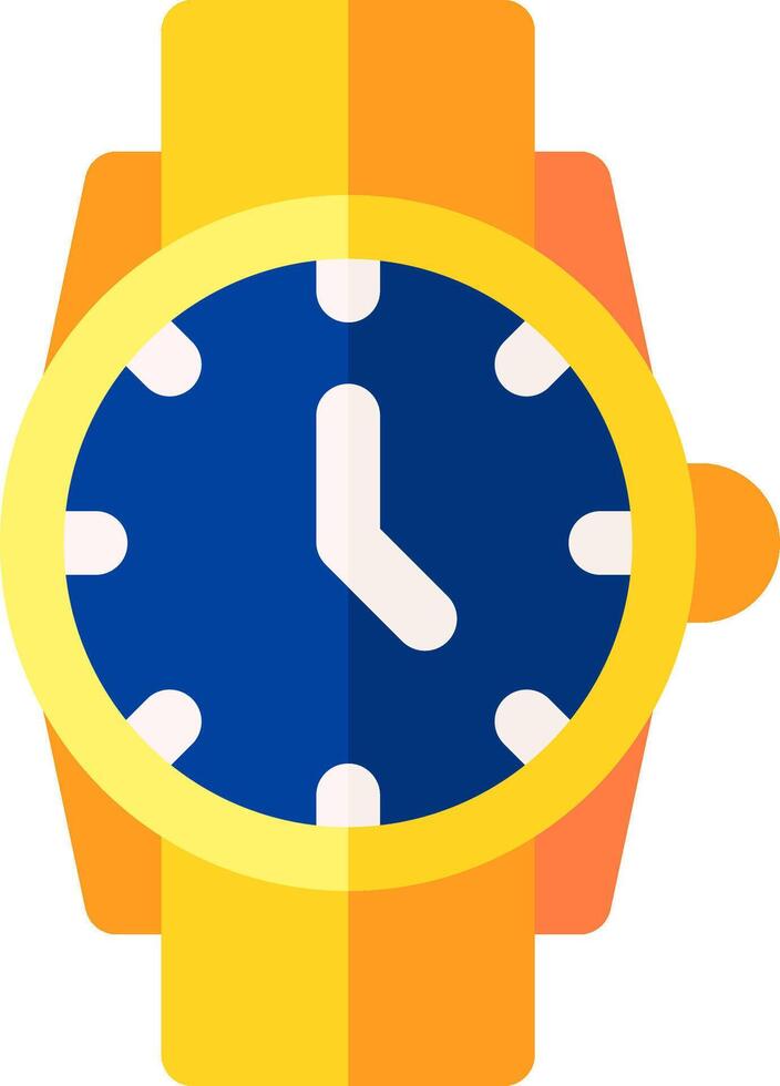 A watch with a blue face and yellow hands vector