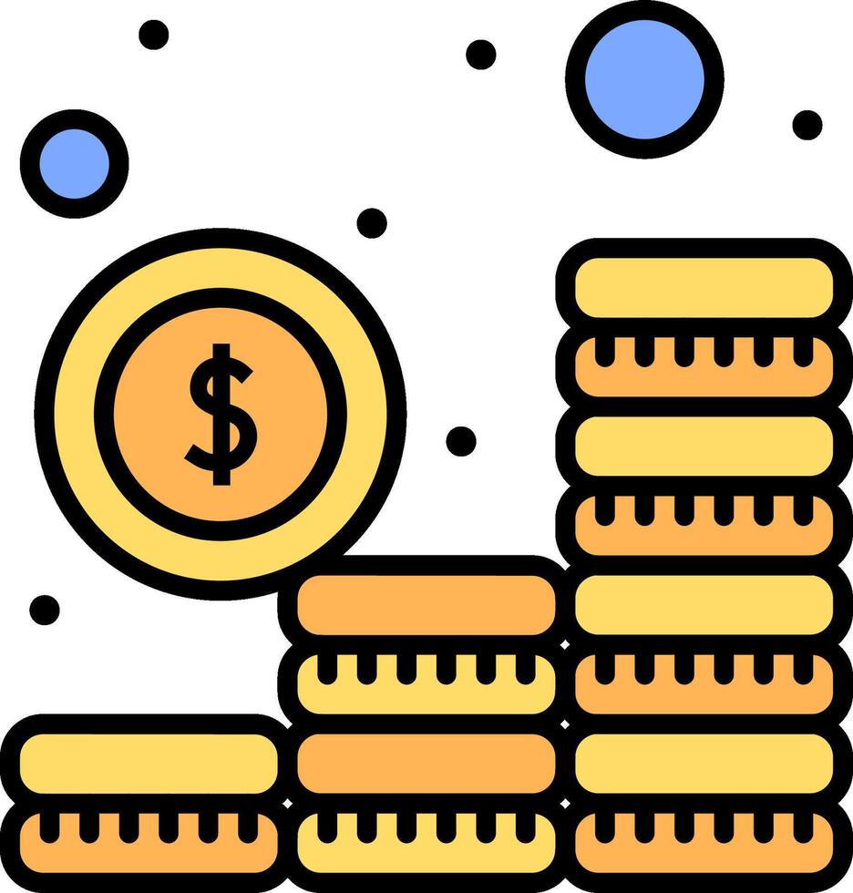 Money icon with stacks of coins and dollar sign vector