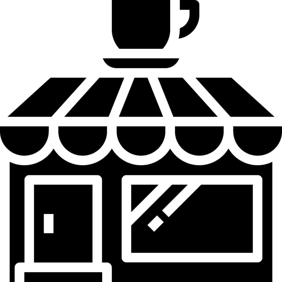 A black and white image of a coffee shop vector