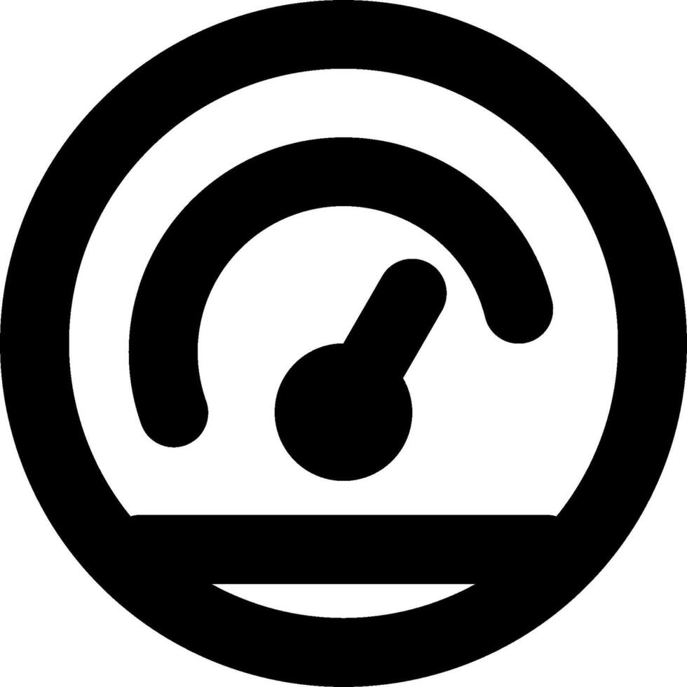 A black and white icon of a speedometer vector