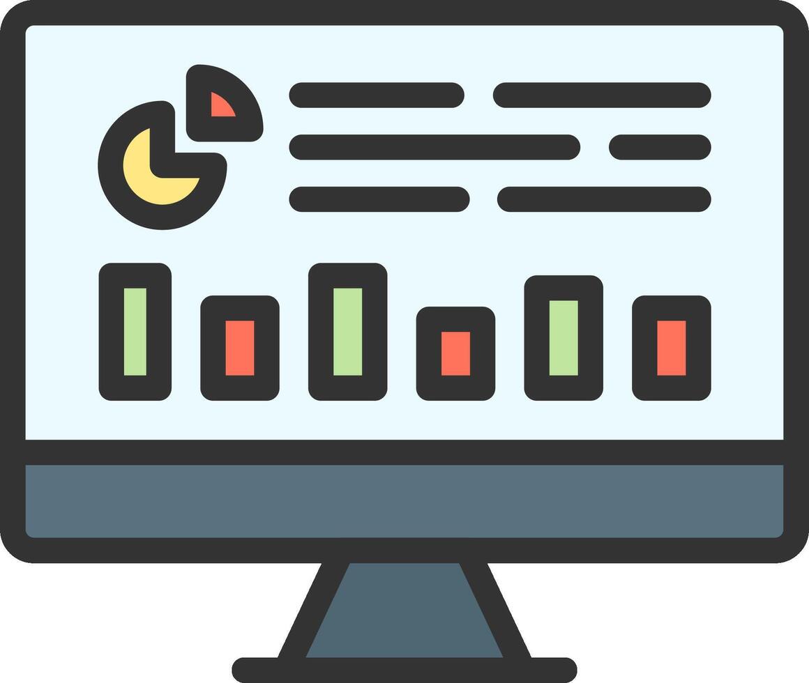 A computer monitor with graphs and charts on it vector