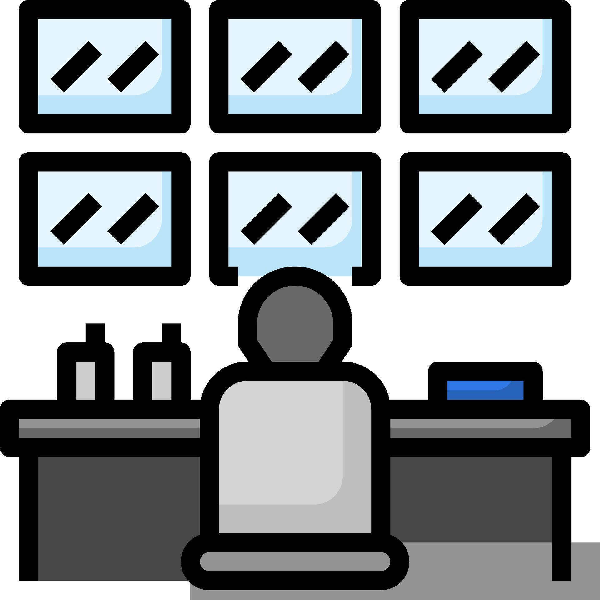 A person sitting at a desk with a computer screen 51048573 Vector Art