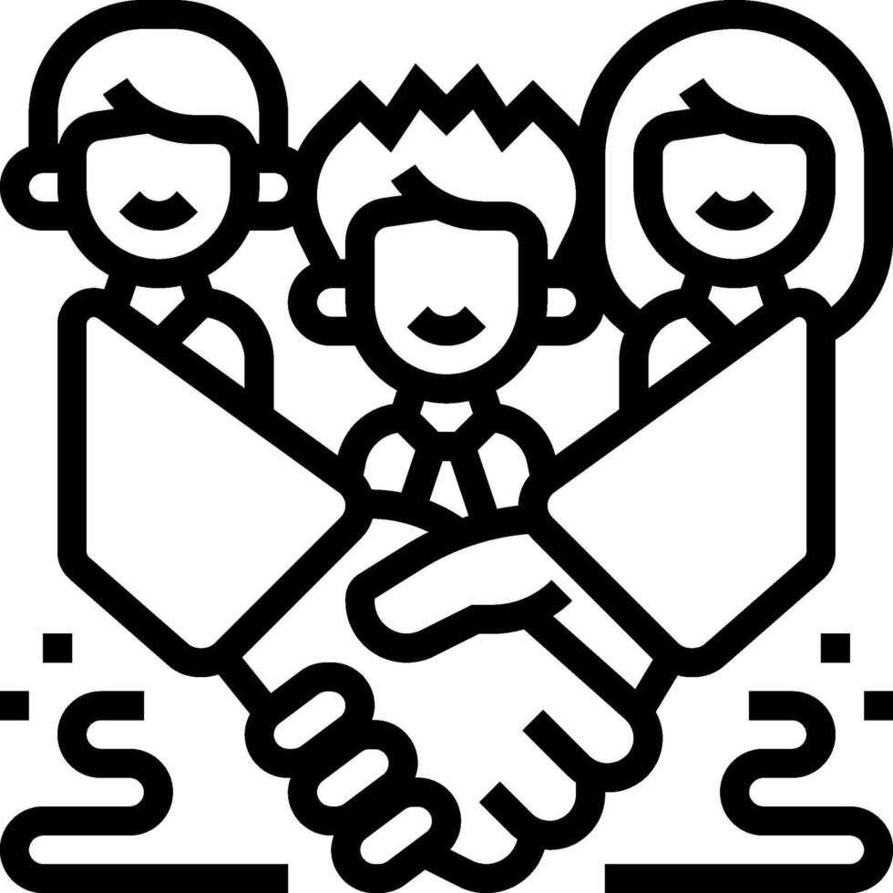 A black and white image of people shaking hands vector
