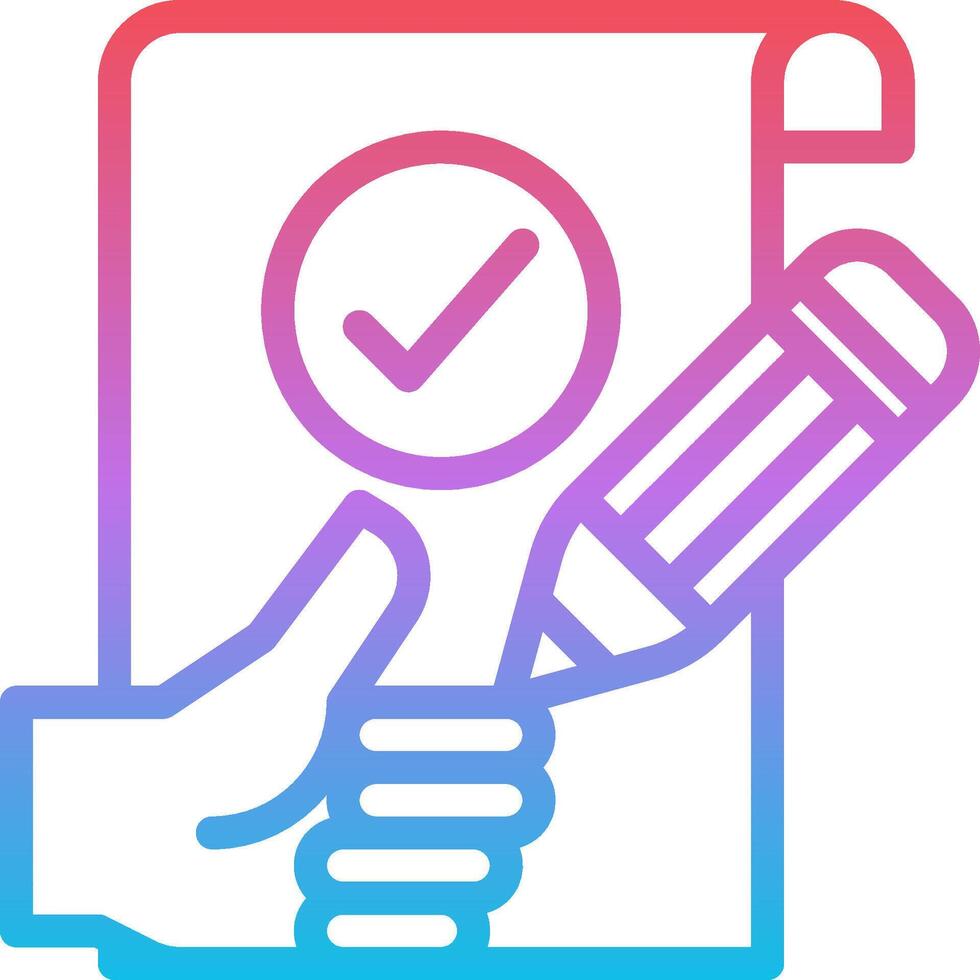 A hand holding a pen and a check mark vector