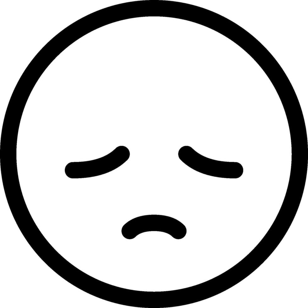A black and white emoticion icon with a sad face vector