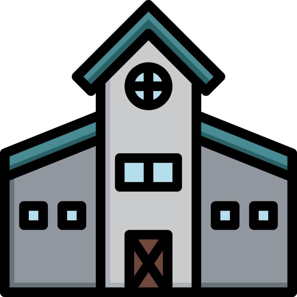 A building with a clock tower and a door vector