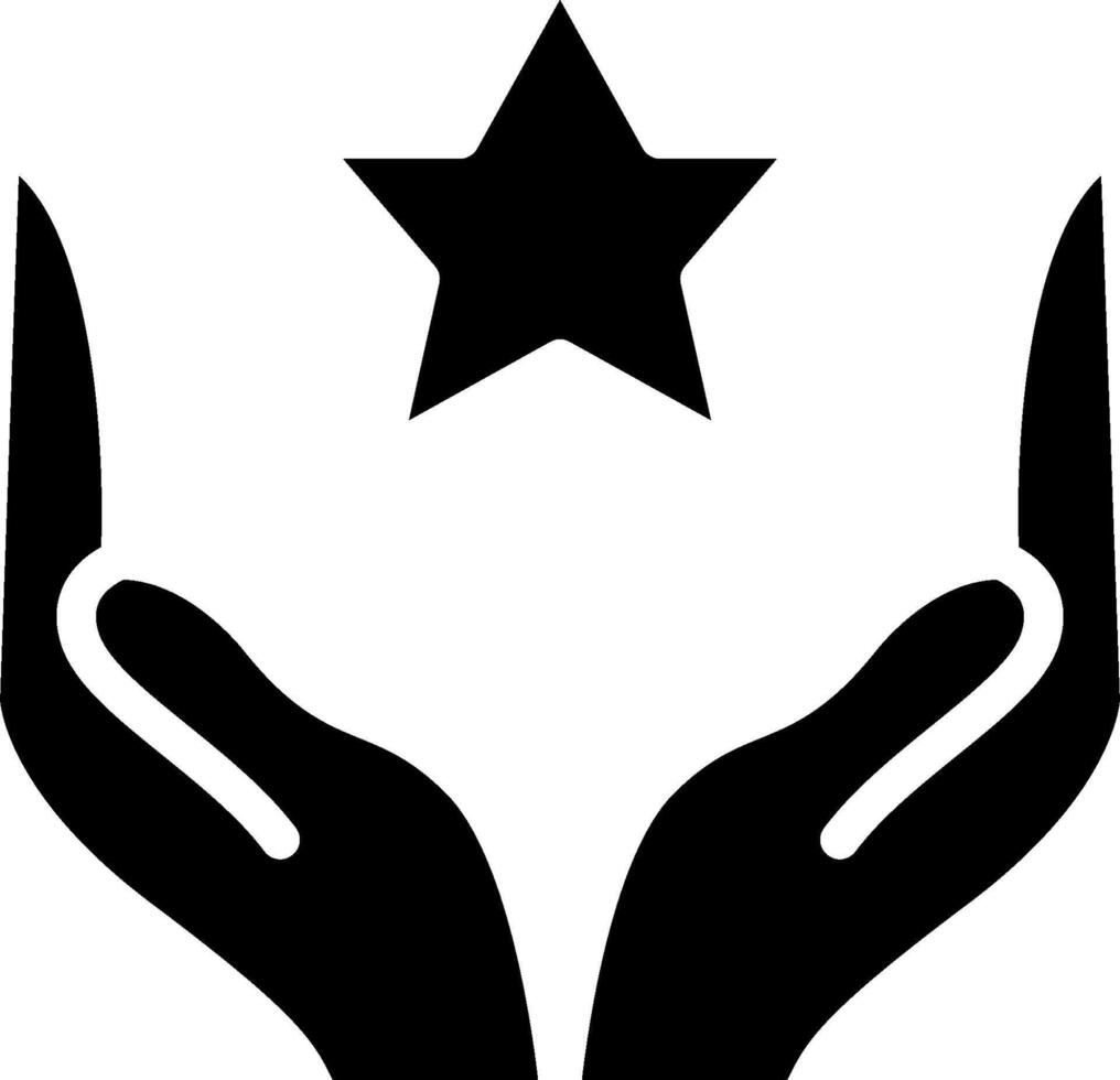 A black and white image of two hands holding a star vector