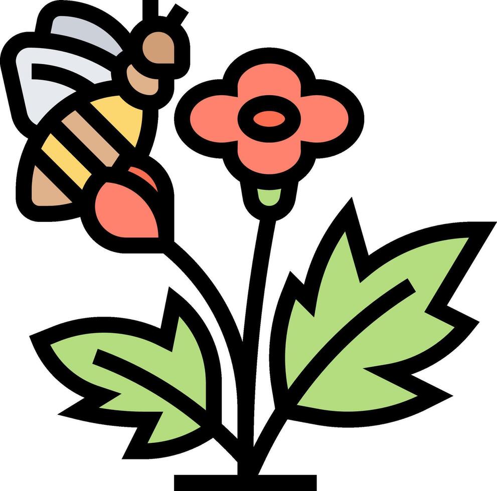 Bee and flower clipart vector