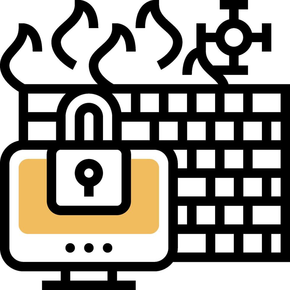 A padlock and a computer on fire vector