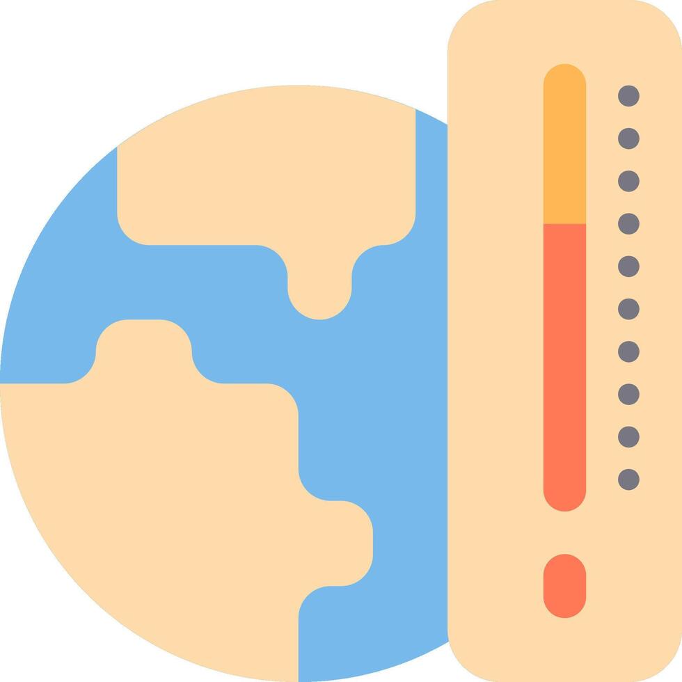 A thermometer is shown next to a globe vector