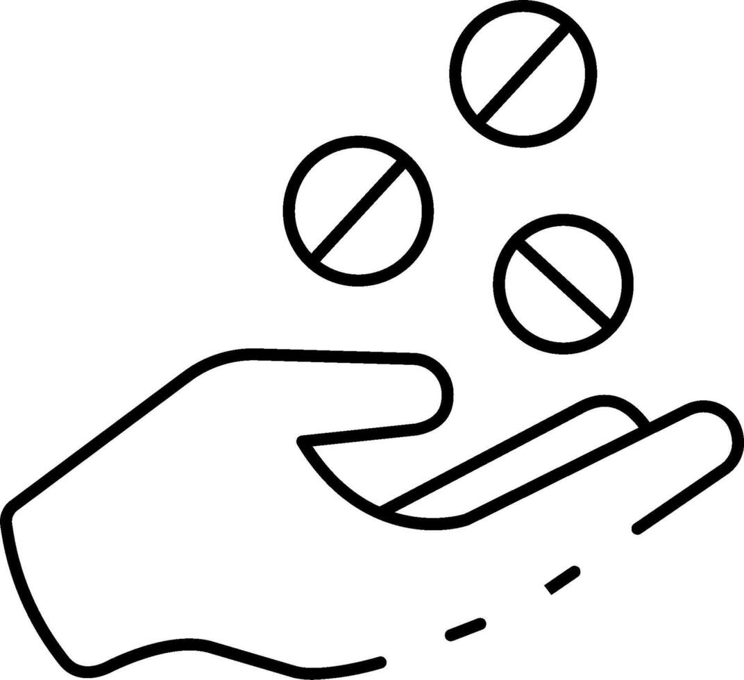 Illustration of hand with pills and pills vector