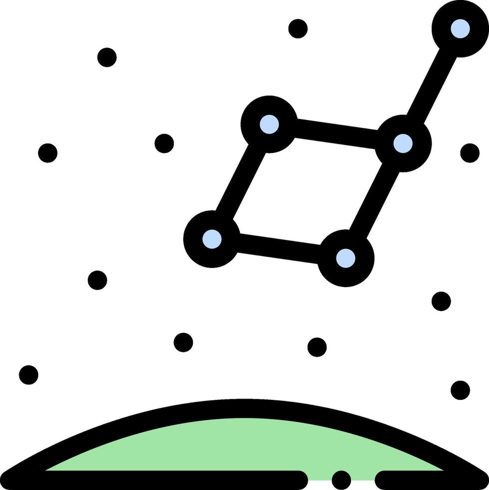 A constellation is shown on a green hill vector