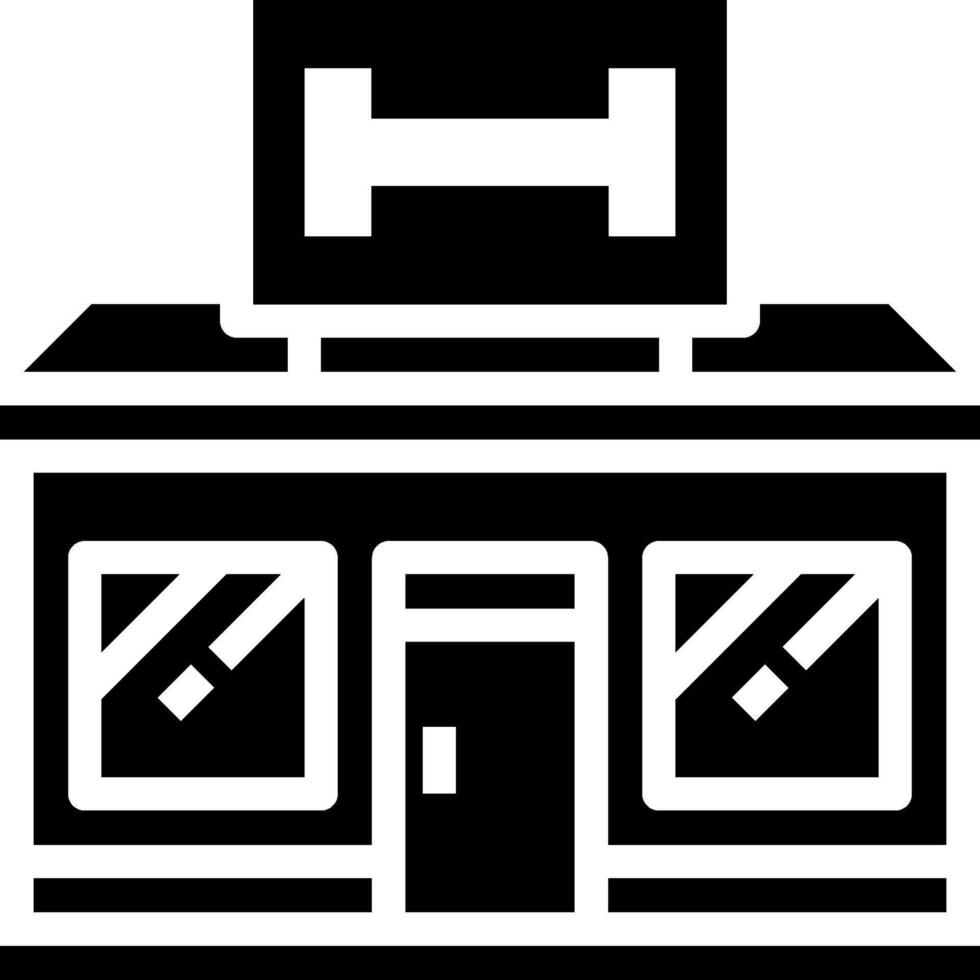 A black and white image of a store vector