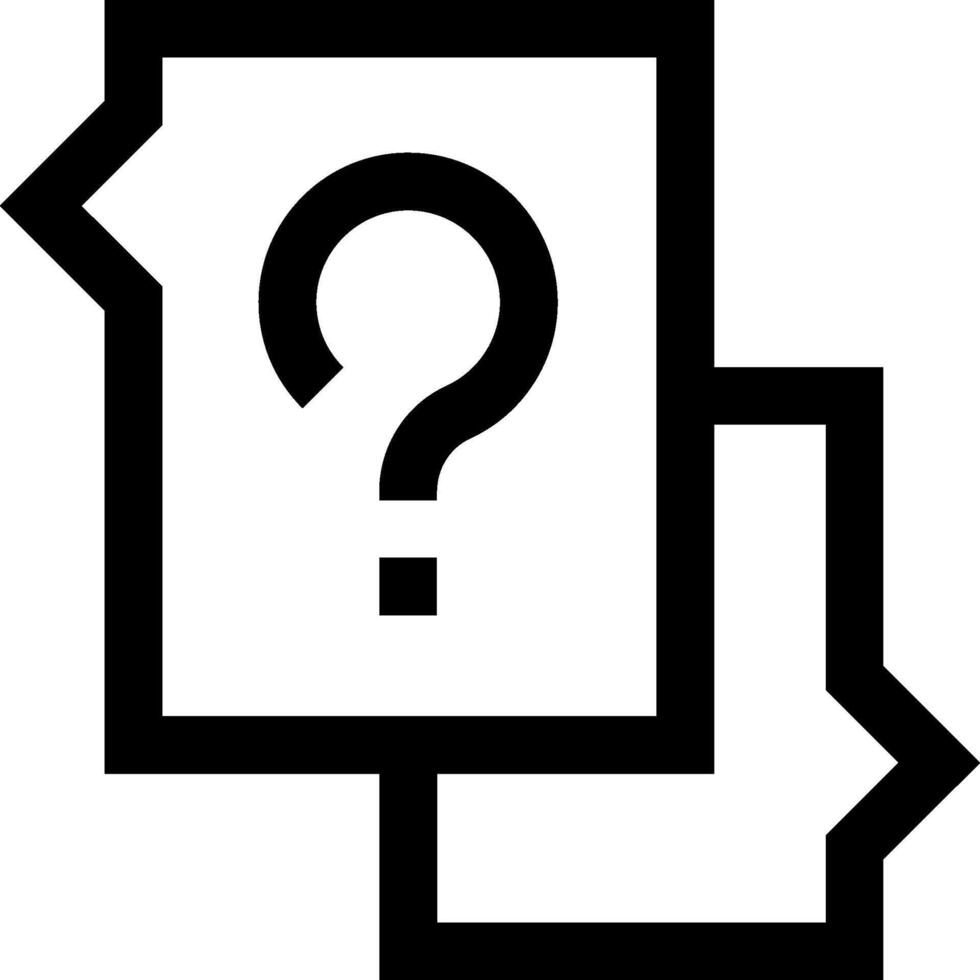 A black and white icon of two documents with a question mark vector