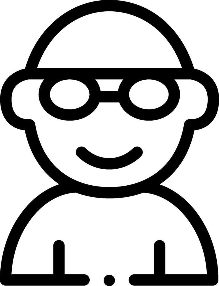 A black and white icon of a man wearing glasses vector