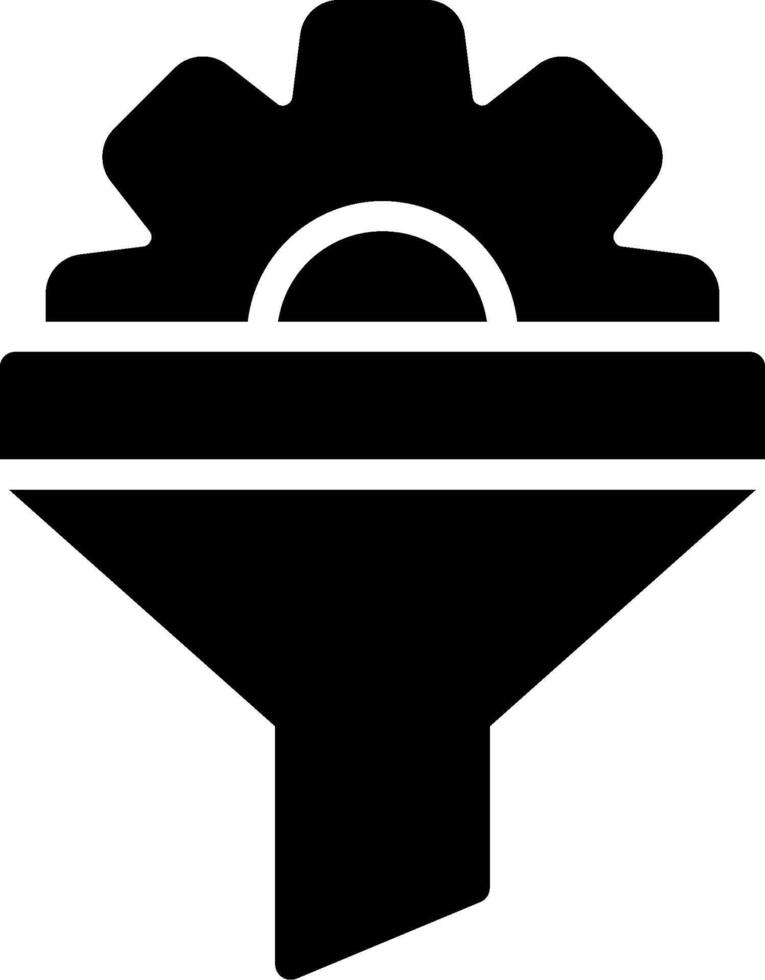 A black and white icon of a gear vector