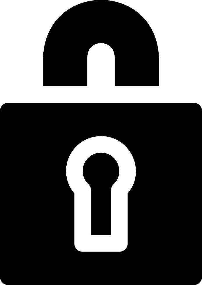 A black and white icon of a padlock vector