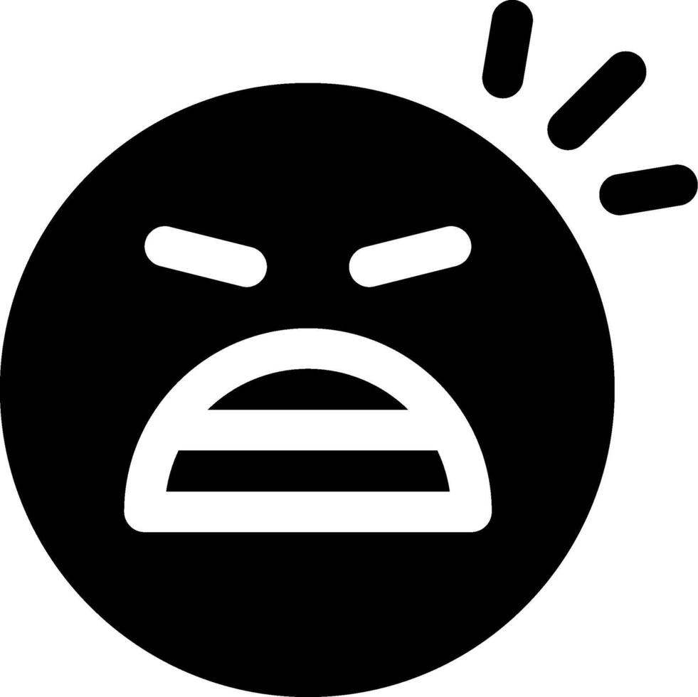 An angry face icon with a black background vector