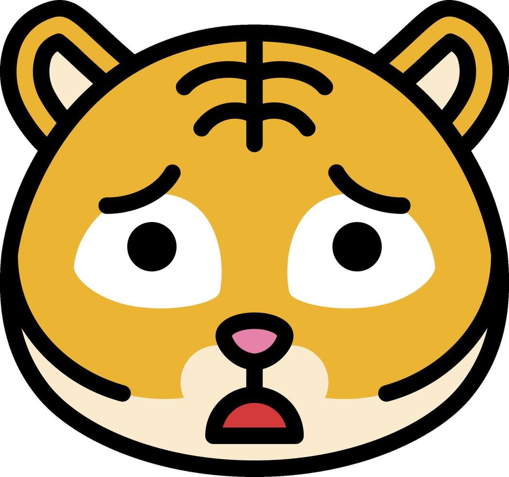 A cartoon tiger face with a surprised expression vector