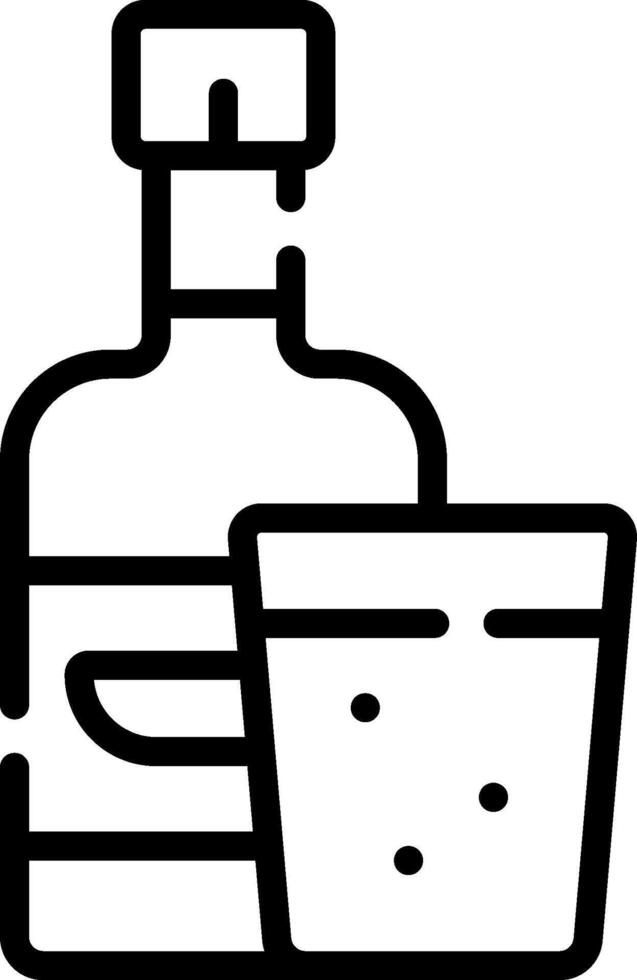 A bottle of liquor and a glass of water vector