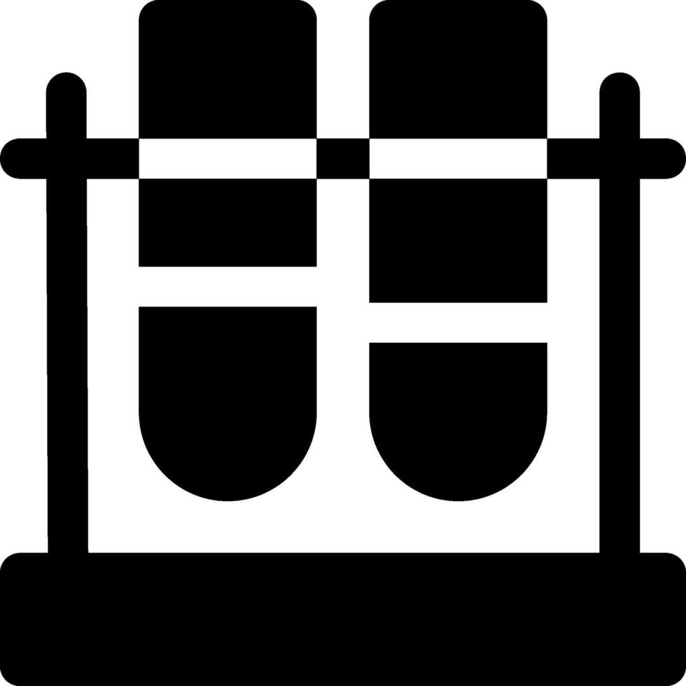 A black and white icon of two test tubes vector