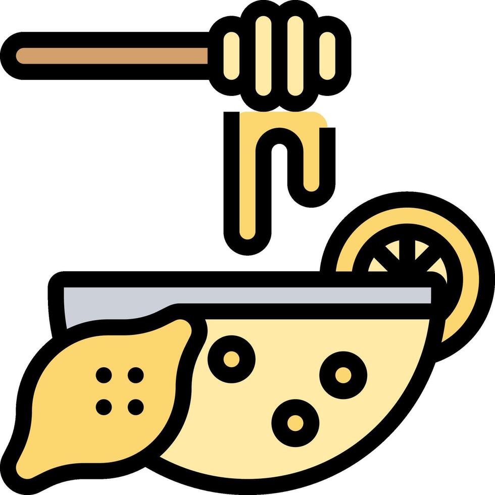A bowl with honey and lemon slices vector