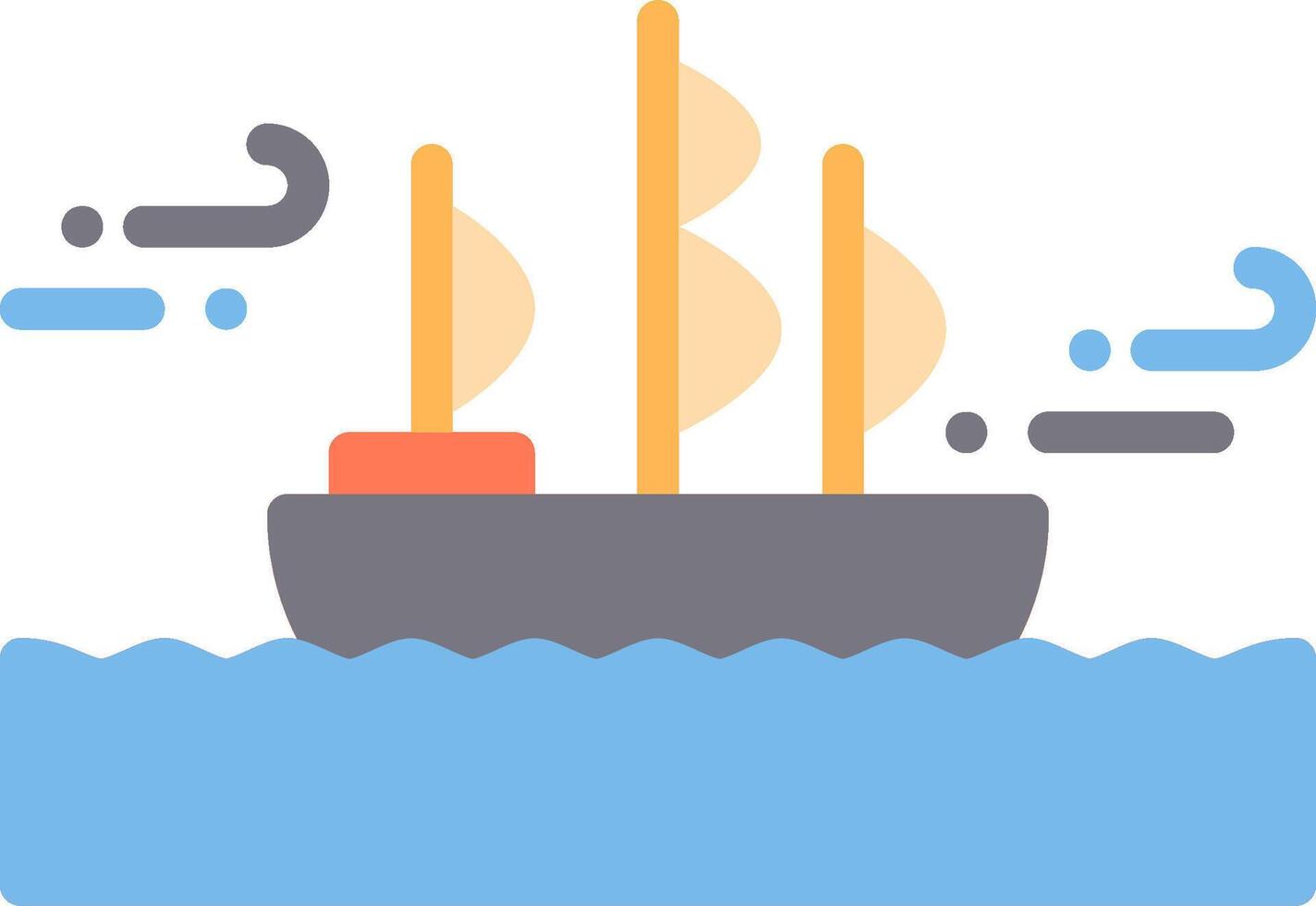 A ship with sails and a sailboat in the water vector