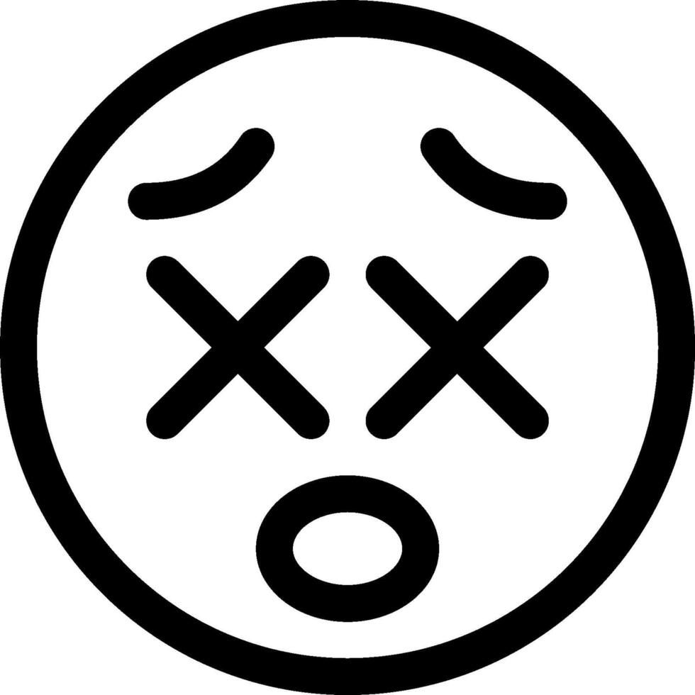 A black and white icon of a sad face vector