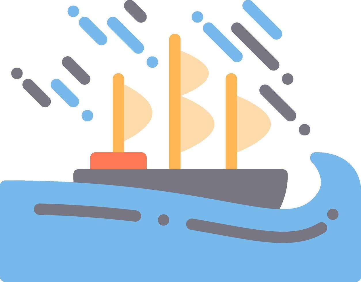 A ship in the ocean with rain falling vector