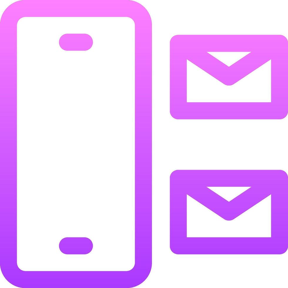 A purple and white phone with two envelopes vector