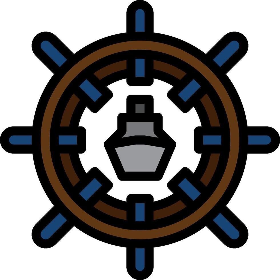 A ship wheel with a blue and brown color vector