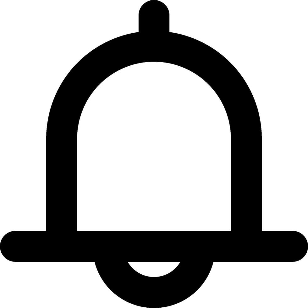 A black and white icon of a bell vector