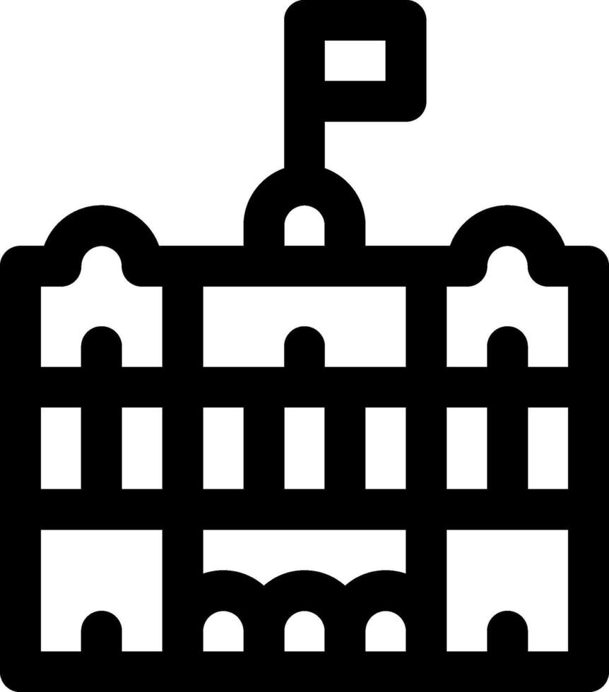 A black and white icon of a building vector
