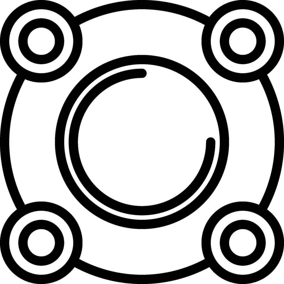A black and white image of a circle with four circles vector