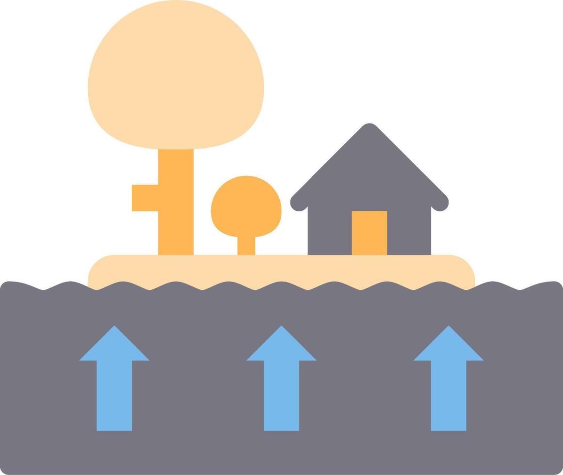 A house and tree are shown with arrows pointing up vector