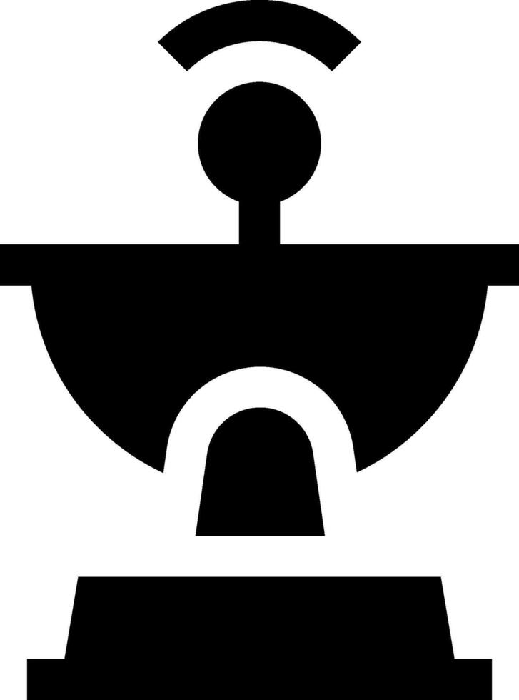A black and white icon of a bowl with a wifi symbol vector