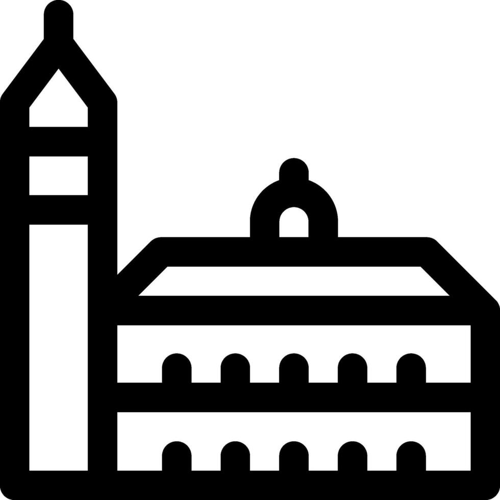 A black and white icon of a building vector