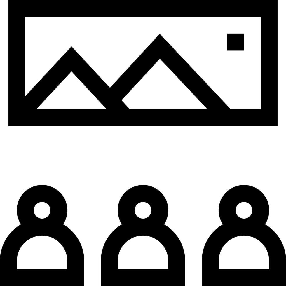 A group of people are sitting in front of a mountain vector