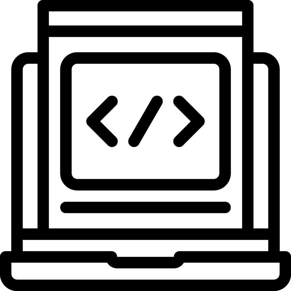 A computer with a code symbol on it vector