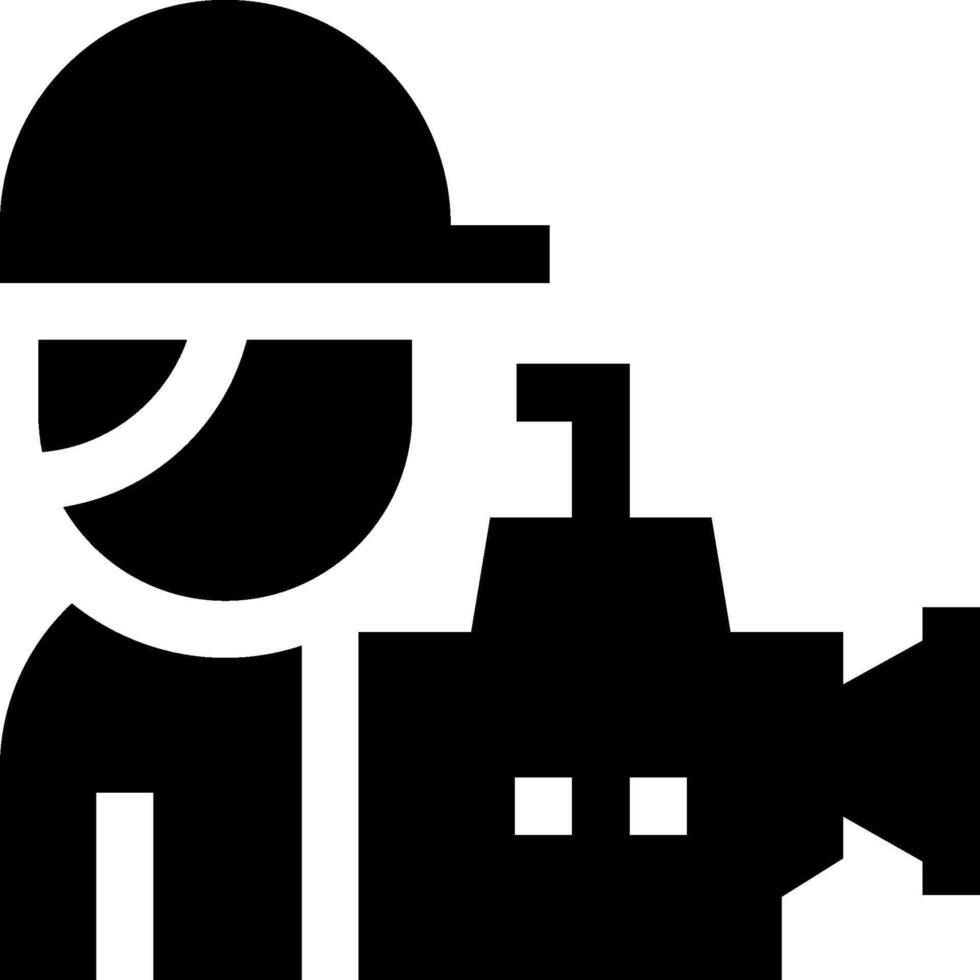 A black and white silhouette of a man holding a camera vector
