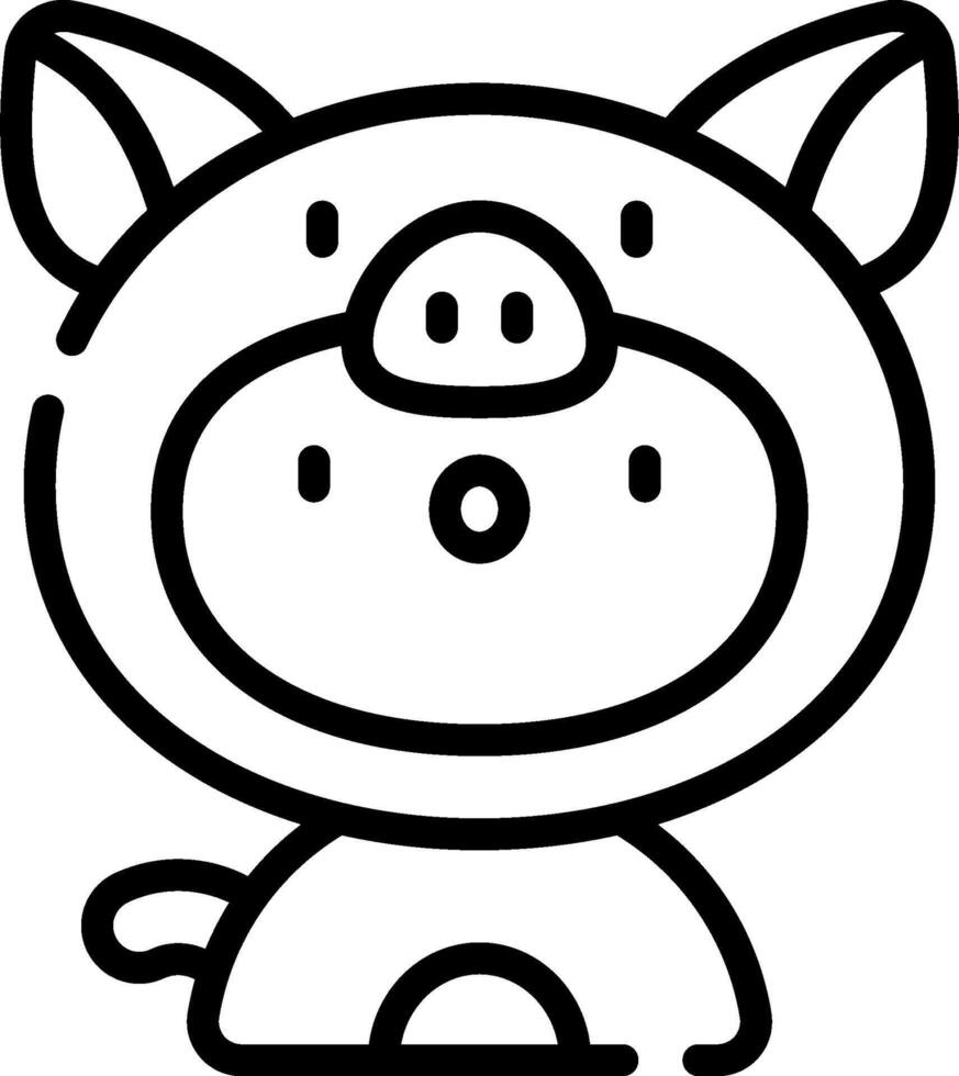 A black and white pig with a big nose vector