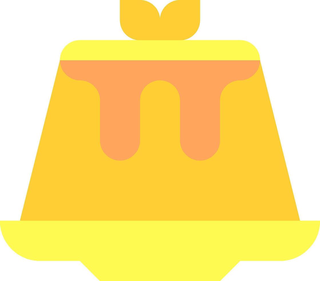 A yellow pudding with a slice of lemon on top vector