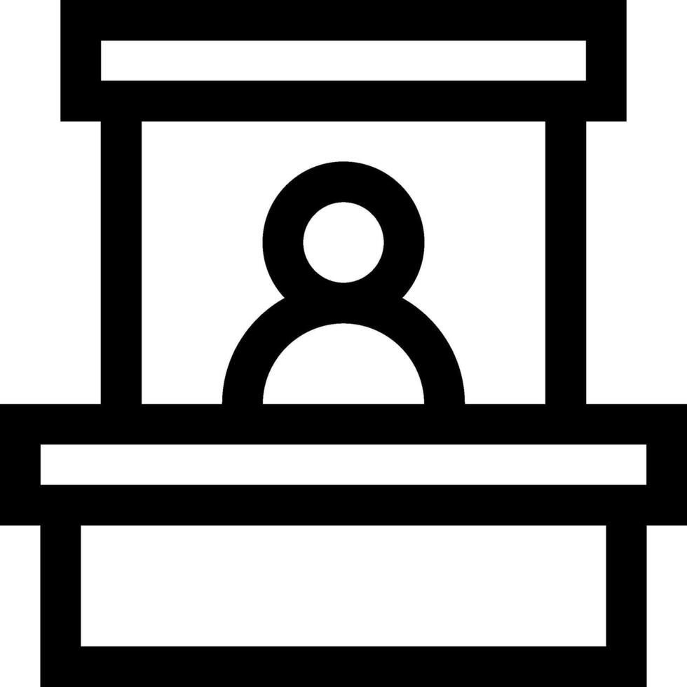 A black and white icon of a person in a booth vector