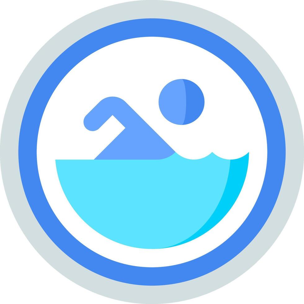 A blue and white icon of a swimmer in the water vector