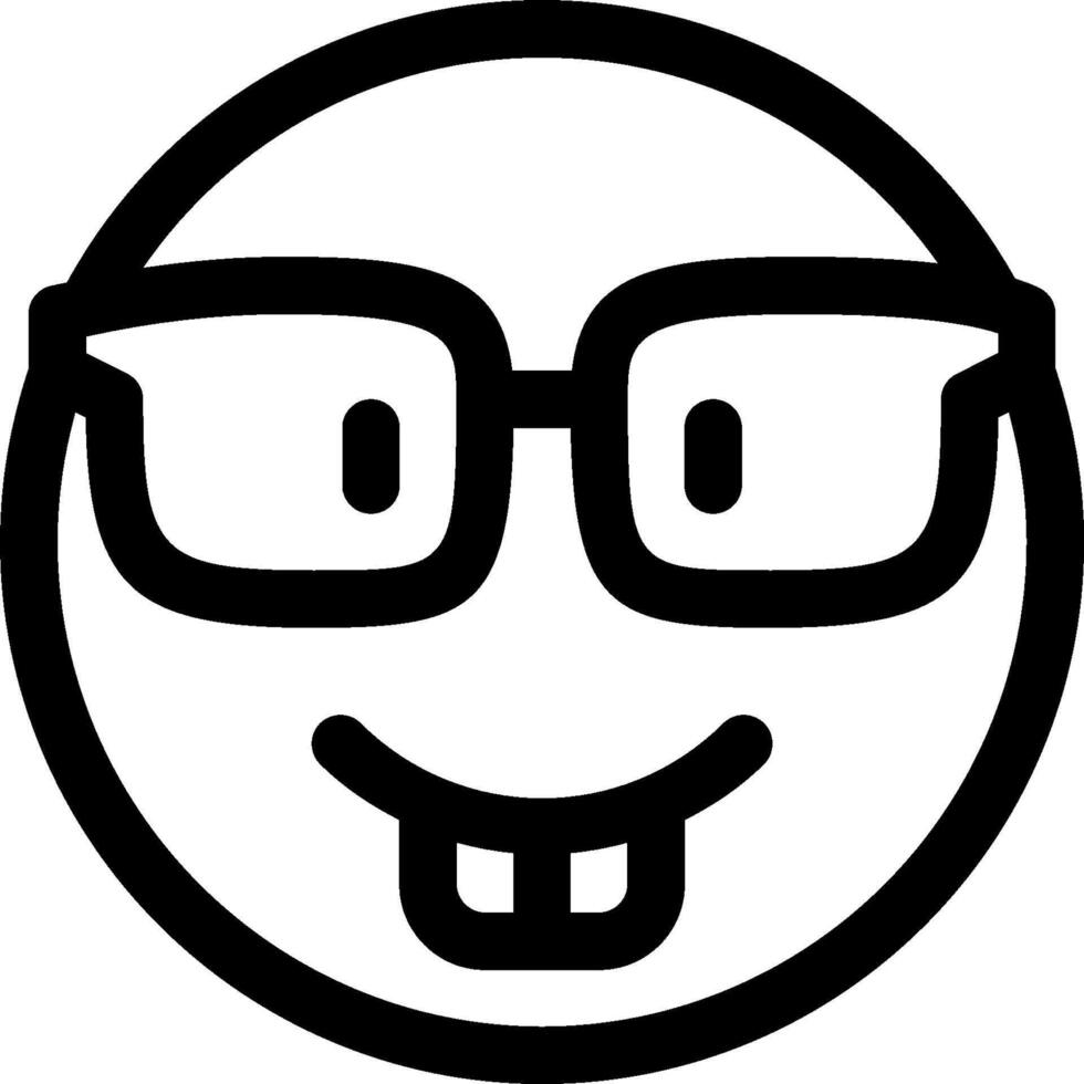 A black and white smiley face with glasses vector