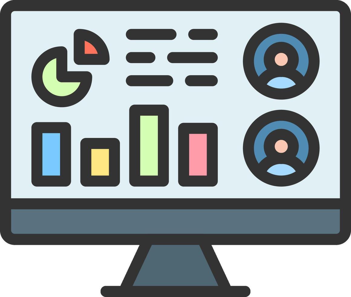 A computer monitor with graphs and charts on it vector