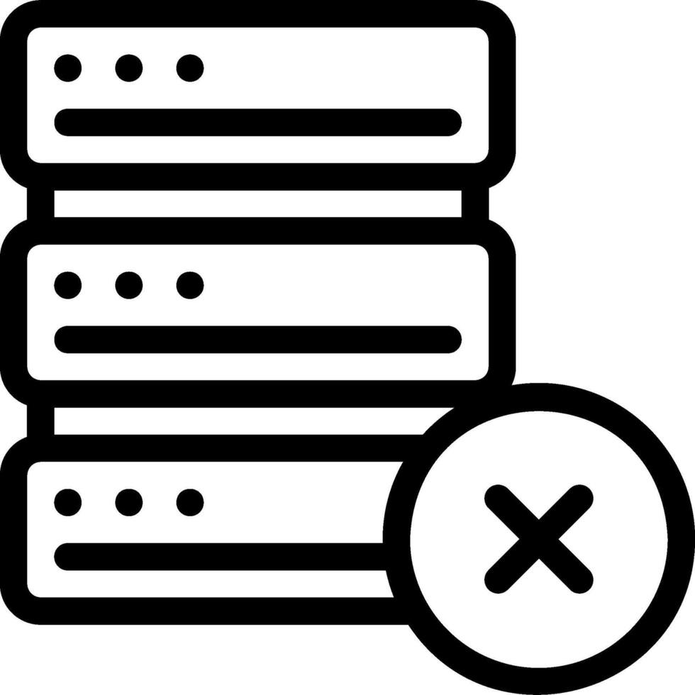 A black and white image of a server with a x vector