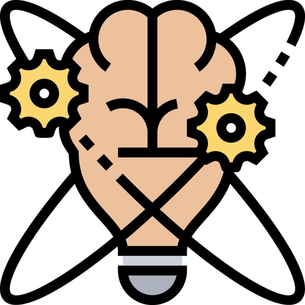 A brain with gears and a light bulb vector