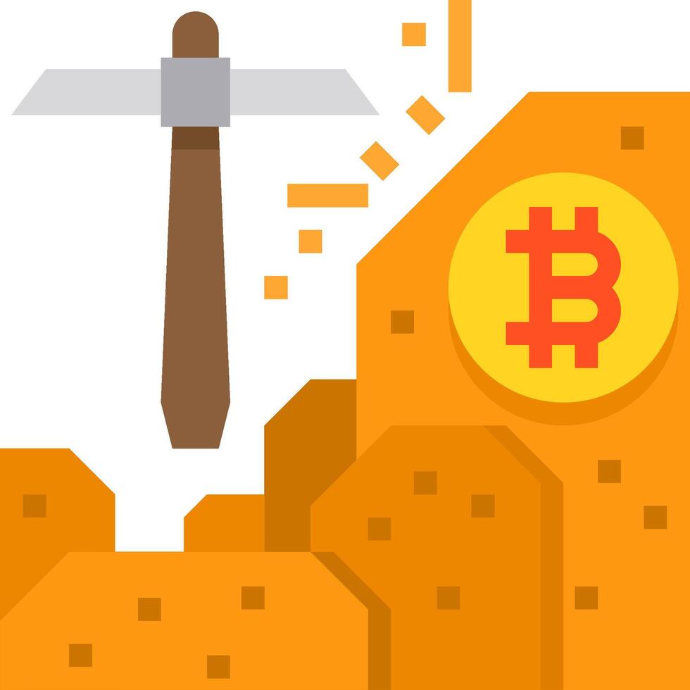 Bitcoin mining with a hammer vector