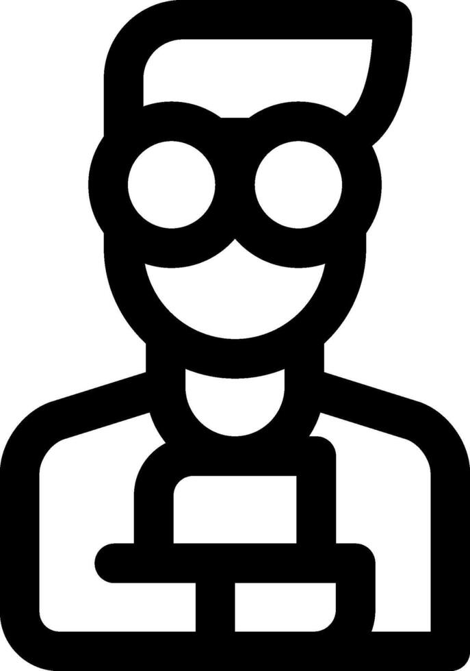 A black and white icon of a man with glasses vector